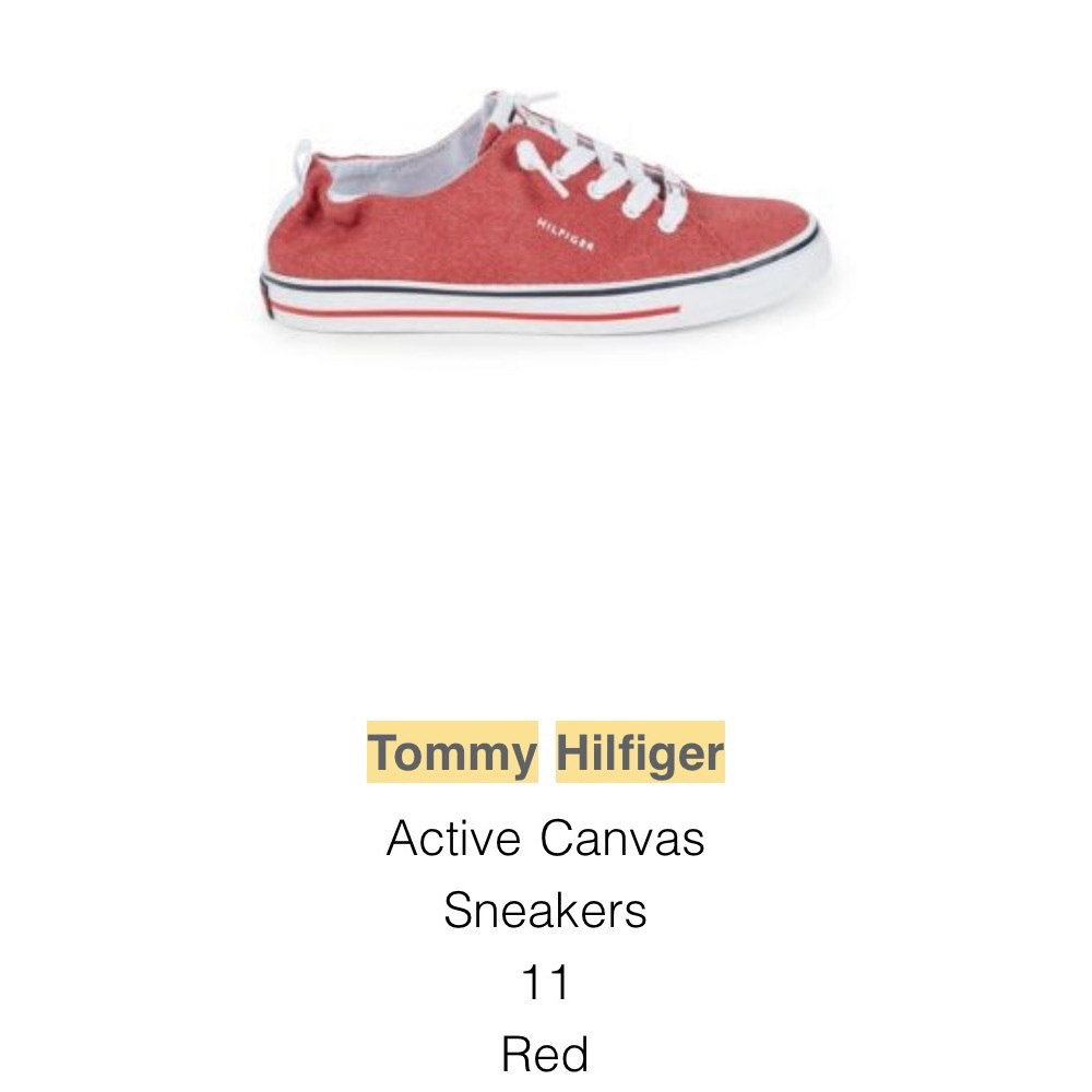 Size 11 red Tommy Hilfiger canvas sneakers